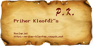 Priher Kleofás névjegykártya
